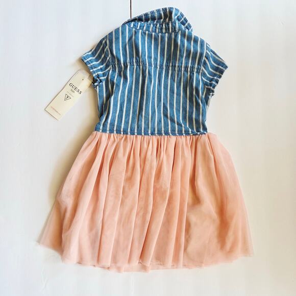 Guess Short Sleeve Denim Tulle Dress Size 4T - Picture 9 of 10